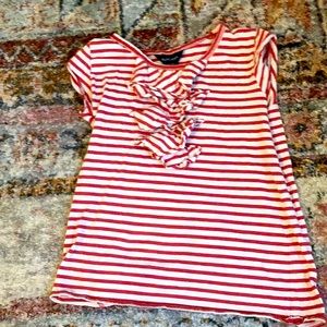 Red and white striped t - shirt w/ ruffles